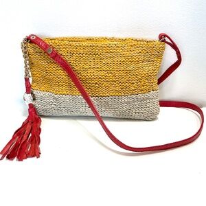 Olivia Harris OH by Joy Gryson Colombier Woven Colorblock Crochet Clutch